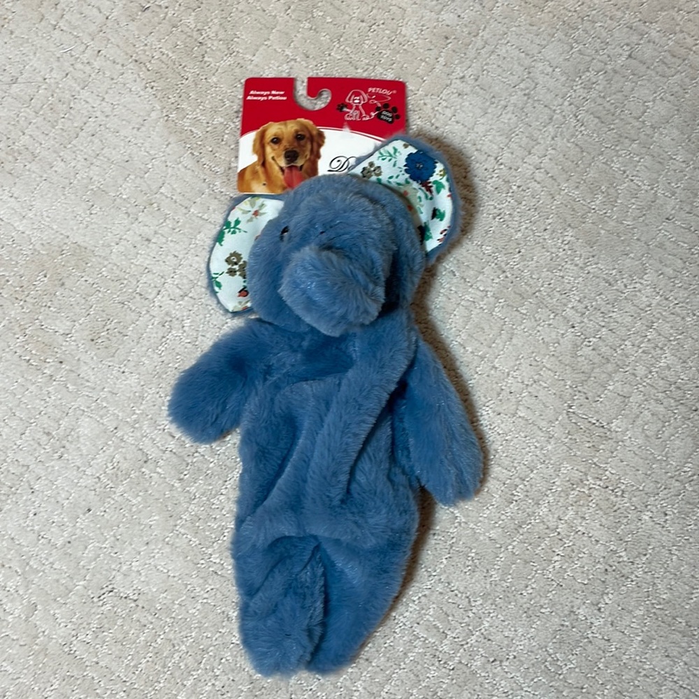 Pet Lou Floppy Elephant Plush Squeker Dog Toy, 13-inch Height, Blue - Picture 2 of 7